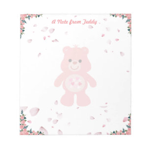 Valentijnsdag Cute Pink Teddy Bear Notitieblok