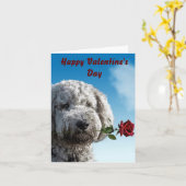 Valentijnsdag Cute Puppy Kaart (Gele Bloem)