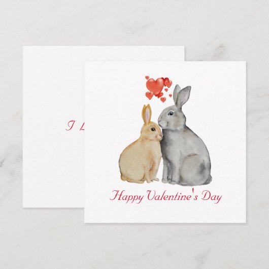 Valentijnsdag Cute Rabbit Briefkaart (Voorkant / Achterkant)