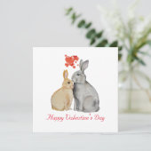 Valentijnsdag Cute Rabbit Briefkaart (Staand voorkant)