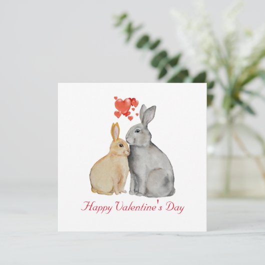 Valentijnsdag Cute Rabbit Briefkaart (Staand voorkant)
