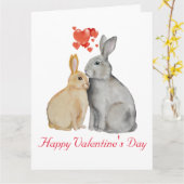 Valentijnsdag Cute Rabbit Briefkaart (Gele Bloem)