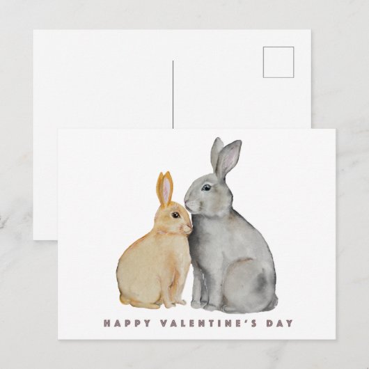 Valentijnsdag Cute Rabbit Briefkaart (Voorkant / Achterkant)