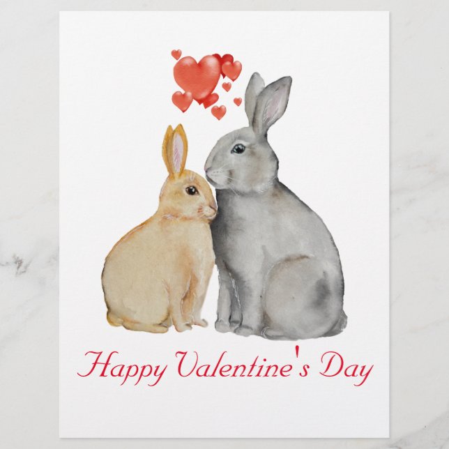 Valentijnsdag Cute Rabbit Briefkaart Briefhoofd (Voorkant)