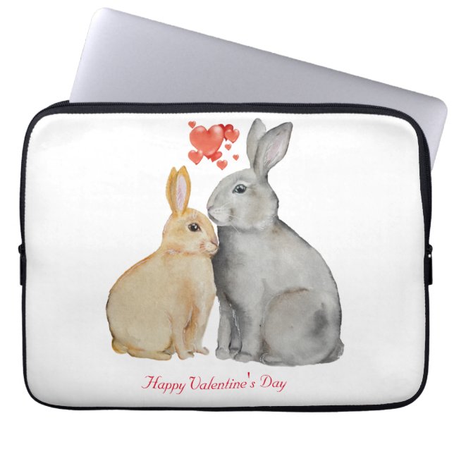 Valentijnsdag Cute Rabbit Laptop Sleeve (Voorkant)