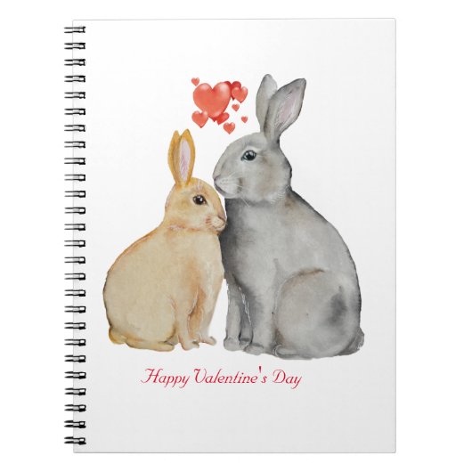 Valentijnsdag Cute Rabbit Notitieboek (Voorkant)