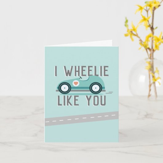 Valentijnsdag Cute Race Car Thmed Kaart (Gele Bloem)