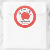 Valentijnsdag Cute Red Crab Harten Kind Ronde Sticker (Tas)