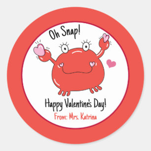 Valentijnsdag Cute Red Crab Harten Kind Ronde Sticker