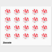 Valentijnsdag Cute Red Hearts en veel liefde Ronde Sticker (Vel)