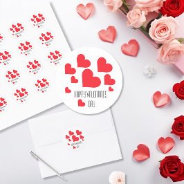 Valentijnsdag Cute Red Hearts en veel liefde Ronde Sticker