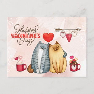 Valentijnsdag Cute Romantic Cat Couple Briefkaart
