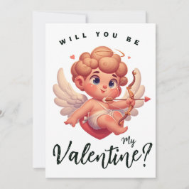 Valentijnsdag cute roze cupido  feestdagenkaart