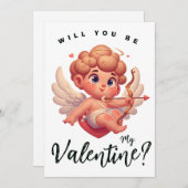 Valentijnsdag cute roze cupido feestdagenkaart (Voorkant / Achterkant)