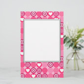 Valentijnsdag Cute Roze Hart en Bloem Stippen Patr Briefpapier (Staand voorkant)