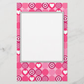 Valentijnsdag Cute Roze Hart- en Bloemstippenpatro Briefpapier (Voorkant)