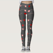 Valentijnsdag Cute String Hearts Red Pink Romance Leggings (Voorkant)