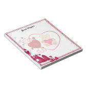 Valentijnsdag Cute Teddy Bear en Red Hearts Notitieblok (Schuin)