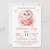 Valentijnsdag Cute Uil en Hart Feest Kaart (Voorkant)