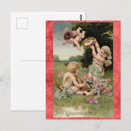 Valentijnsdag Cute Victoriaans Cherubs Briefkaart (Voorkant / Achterkant)