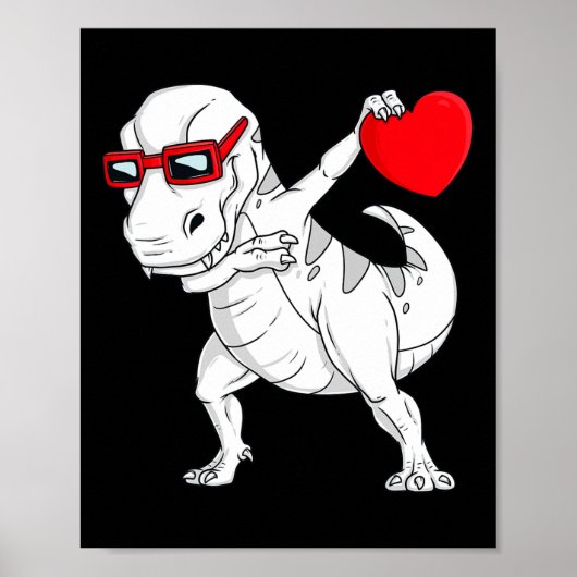 Valentijnsdag Dabbing Dinosaur T Rex Heart Boys K Poster (Voorkant)