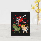 Valentijnsdag Dabbing Hart En Cupido Leuk T Rex B Kaart (Gele Bloem)