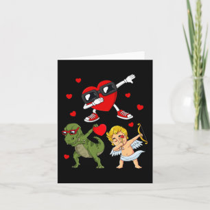 Valentijnsdag Dabbing Hart En Cupido Leuk T Rex B Kaart