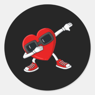 Valentijnsdag dabbing hart leuk jongens meisje Kin Ronde Sticker