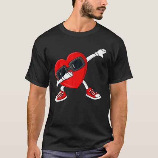 Valentijnsdag Dabbing Heart Funny Boys Girls Kinde T-shirt (Voorkant)