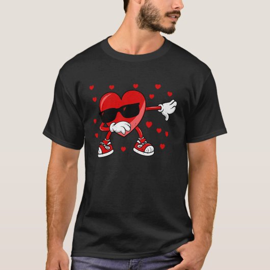 Valentijnsdag Dabbing Heart Funny Dab Dance Love T-shirt (Voorkant)