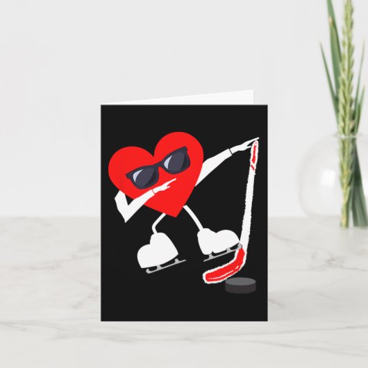 Valentijnsdag Dabbing Heart Hockey Stick Puck Boy Kaart (Voorkant)