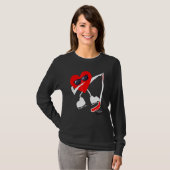 Valentijnsdag Dabbing Heart Hockey Stick Puck Boy T-shirt (Voorkant volledig)