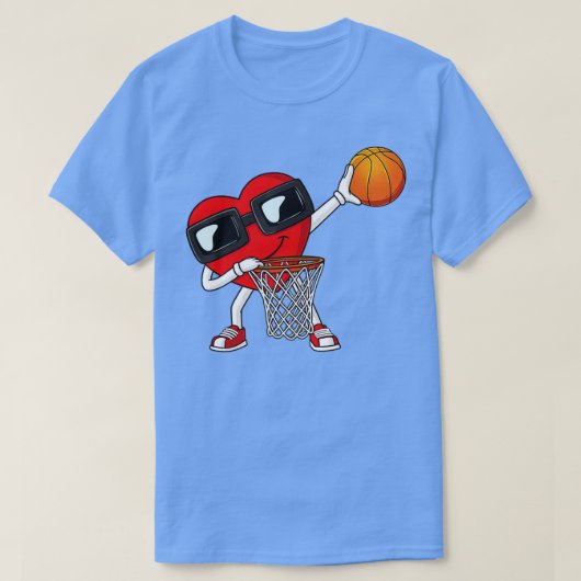Valentijnsdag Dabbing Heart Holding Basketball T-shirt (Design voorkant)