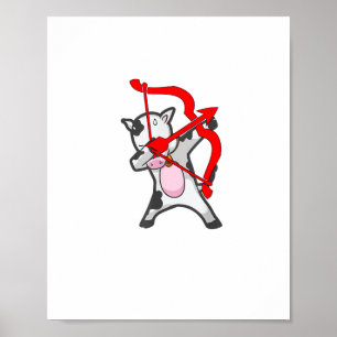 Valentijnsdag Dabbing Koe Cupido Bow Poster