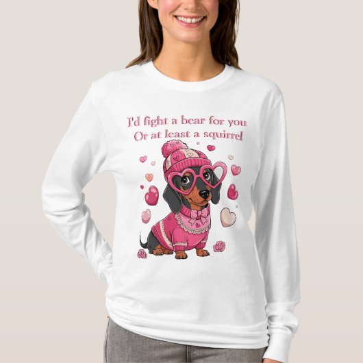 Valentijnsdag Dachshund Hond T-shirt (Voorkant)
