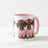 Valentijnsdag Dachshund Honden Mok (Voorkant rechts)