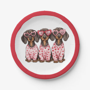 Valentijnsdag Dachshund Honden Papieren Bordje