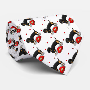 Valentijnsdag Dachshund (zwart & tan) - Kute dog Stropdas
