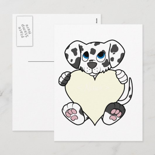 Valentijnsdag Dalmatische Hond met Crème Hart Feestdagenkaart (Voorkant / Achterkant)