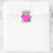 Valentijnsdag Dalmatische Hond met Roze Hart Vierkante Sticker (Tas)