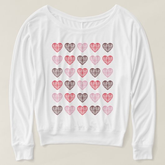 Valentijnsdag Damask Hearts Shirt (Design voorkant)