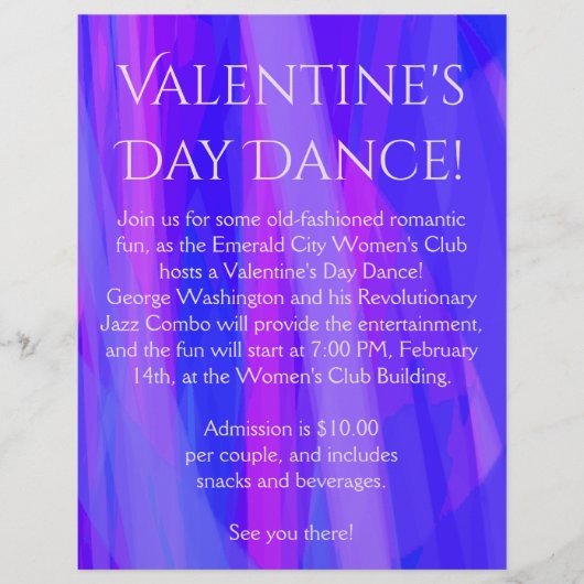 Valentijnsdag Dance. Blauw, Roze en Violet Flyer (Voorkant)