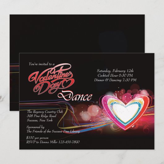 Valentijnsdag Dance Uitnodiging (Voorkant / Achterkant)