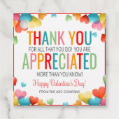 Valentijnsdag Dank u Labels voor cadeaus (Voorkant)