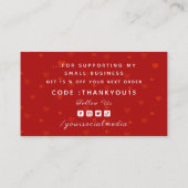 Valentijnsdag Dank u Red Romantic Heart Love Visitekaartje (Achterkant)