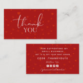 Valentijnsdag Dank u Red Romantic Heart Love Visitekaartje (Voorkant / Achterkant)