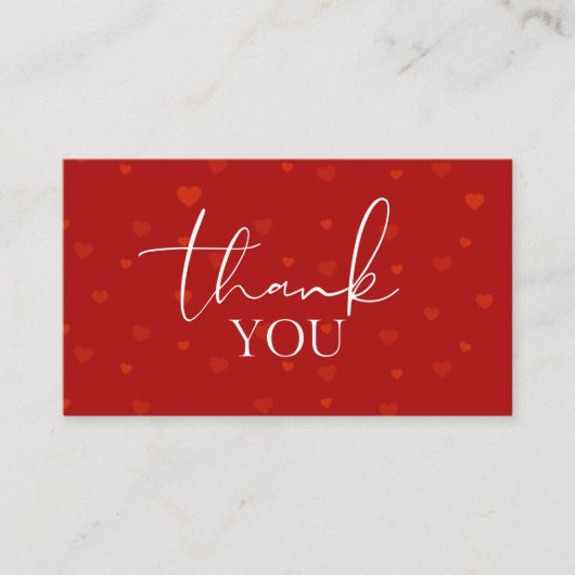 Valentijnsdag Dank u Red Romantic Heart Love Visitekaartje (Voorkant)