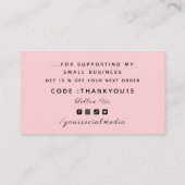 Valentijnsdag Dank u roze Romantische hartliefde Visitekaartje (Achterkant)