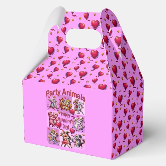 Valentijnsdag dansende koppels "feestbeesten" bedankdoosjes (Voorkant)