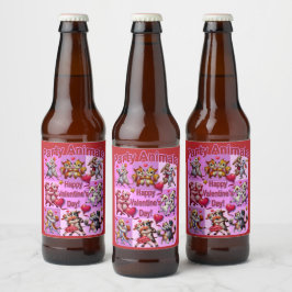 Valentijnsdag dansende koppels "feestbeesten" bier etiket